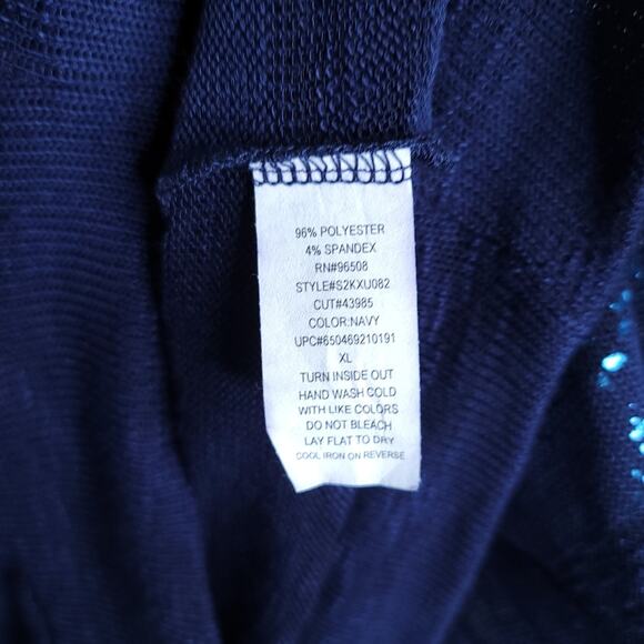 FANG Navy Shadow Striped 3/4 Sleeve Sweater, XL - Picture 9 of 10